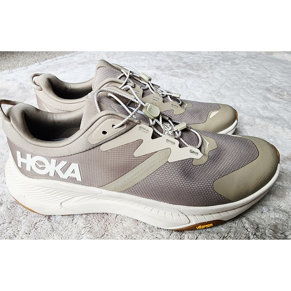 Hoka Transport Mens 10.5 Wide Dune Eggnog Cordura Vibram Sneakers